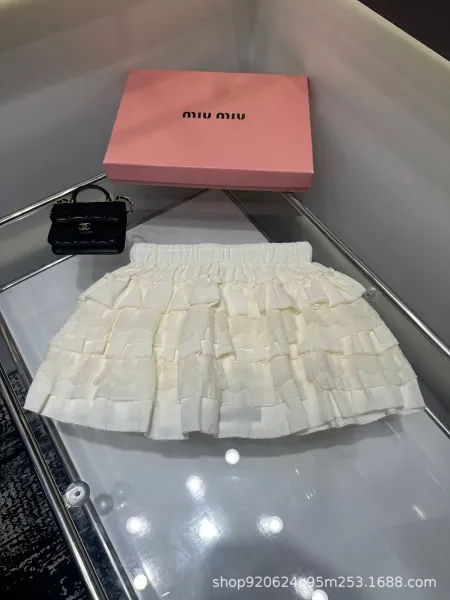 Miu Miu Tiered Ruffle Skirt White - 5