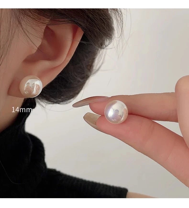 Design Pearl Stud Earrings 16mm White Jewelry - 10