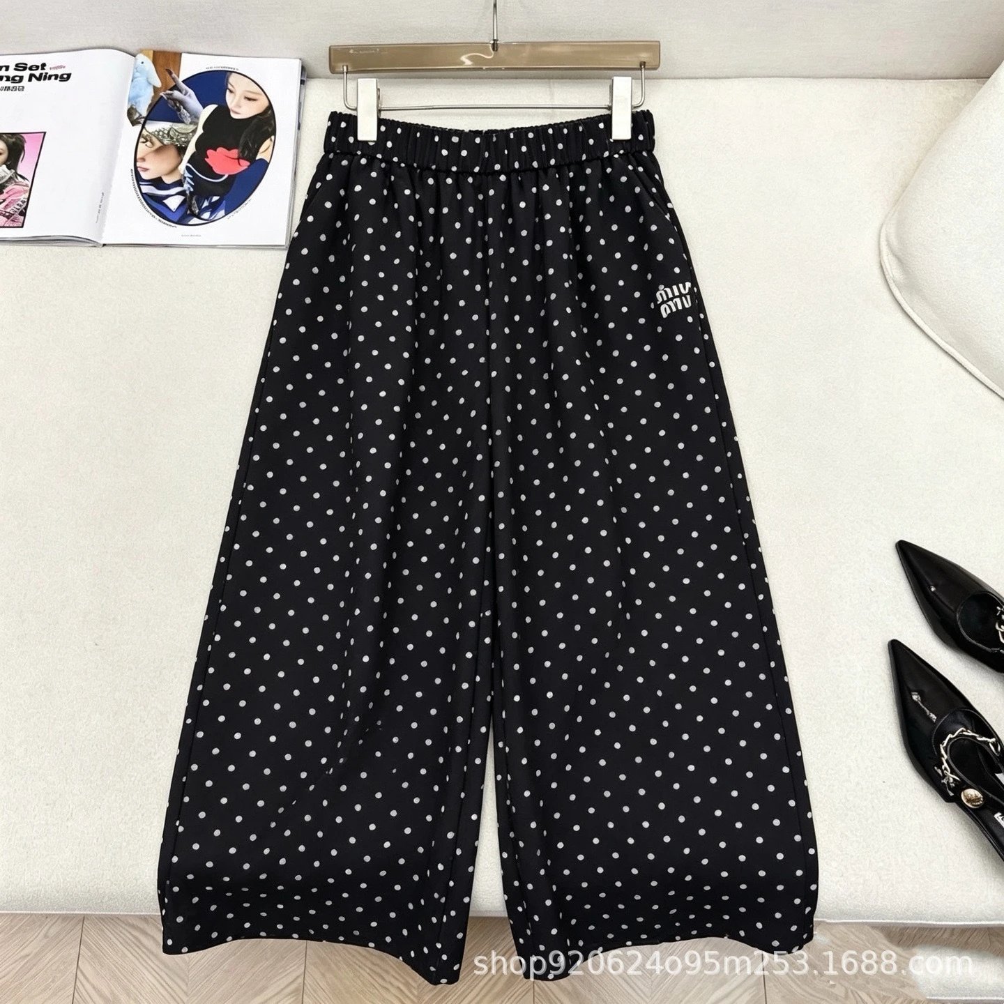 Design Polka Dot Wide-Leg Pants White - 3