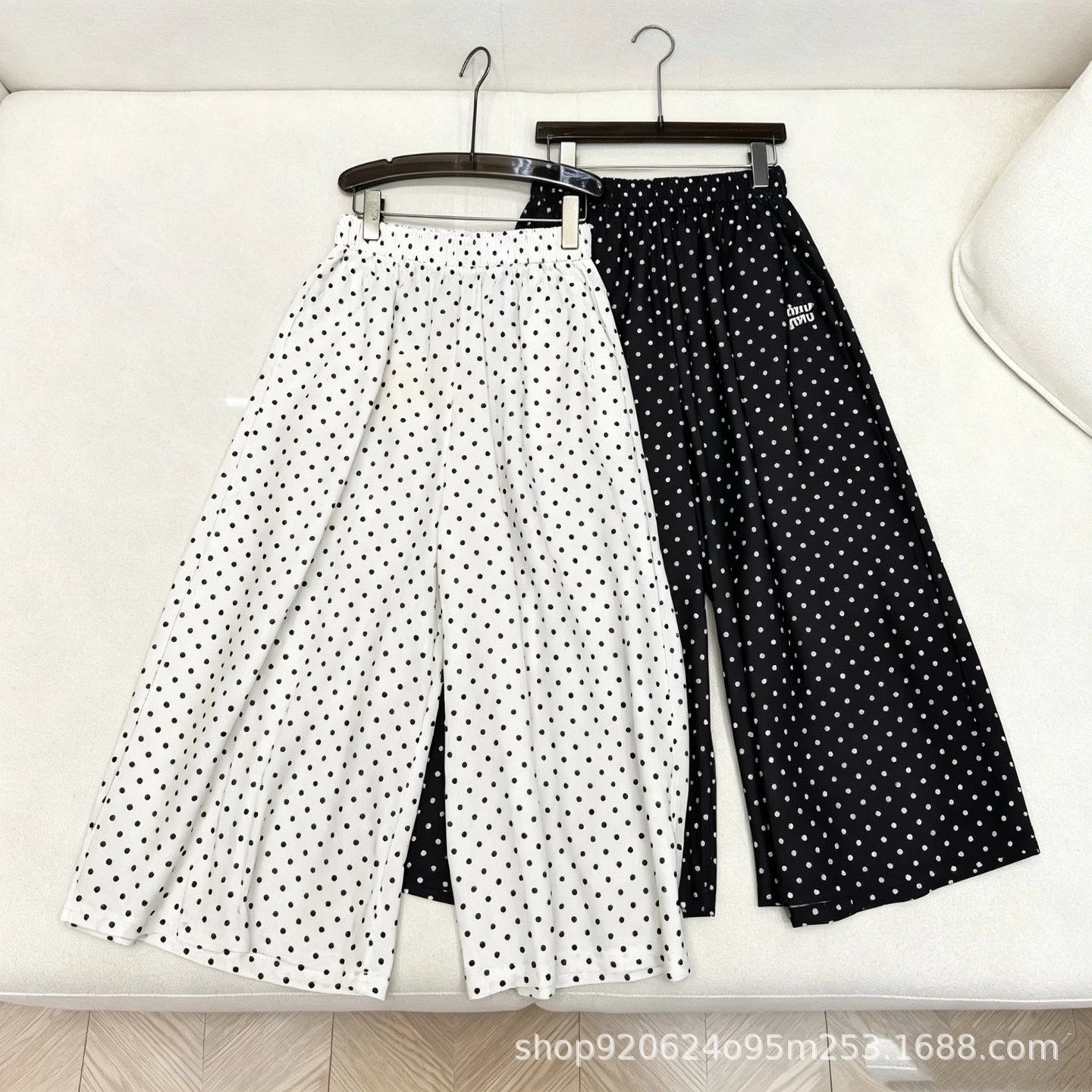 Design Polka Dot Wide-Leg Pants White - 7