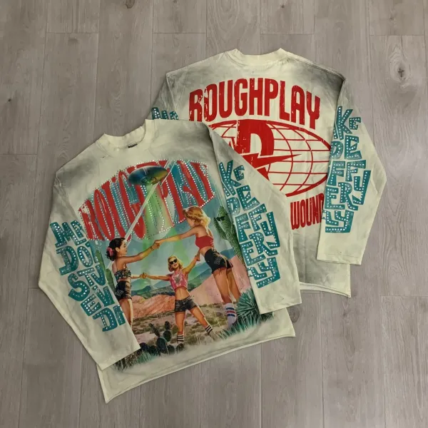 Design Roughplay x Unknown Artist Desert Mirage Long-Sleeve Graphic Tee Multicolor T-Shirts - 1