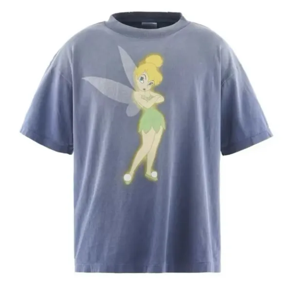 Design Disney Tinker Bell Graphic Oversized T-Shirt Blue T-Shirts - 1
