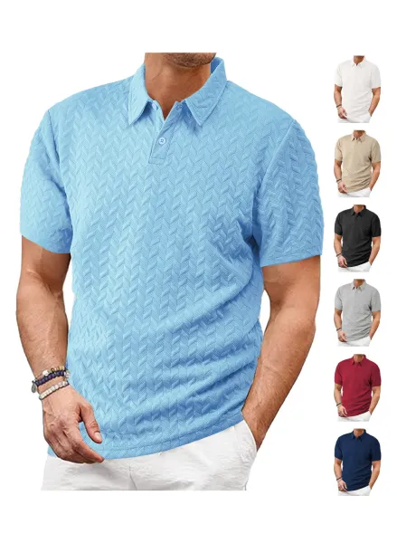 Design Textured Chevron Polo and Shorts Set White - 44