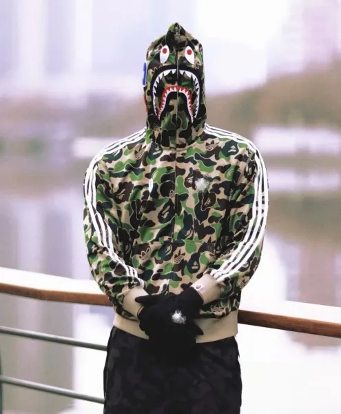 Adidas Originals x A Bathing Ape Camo Shark Hooded Track Jacket Multicolor Hoodie - 5