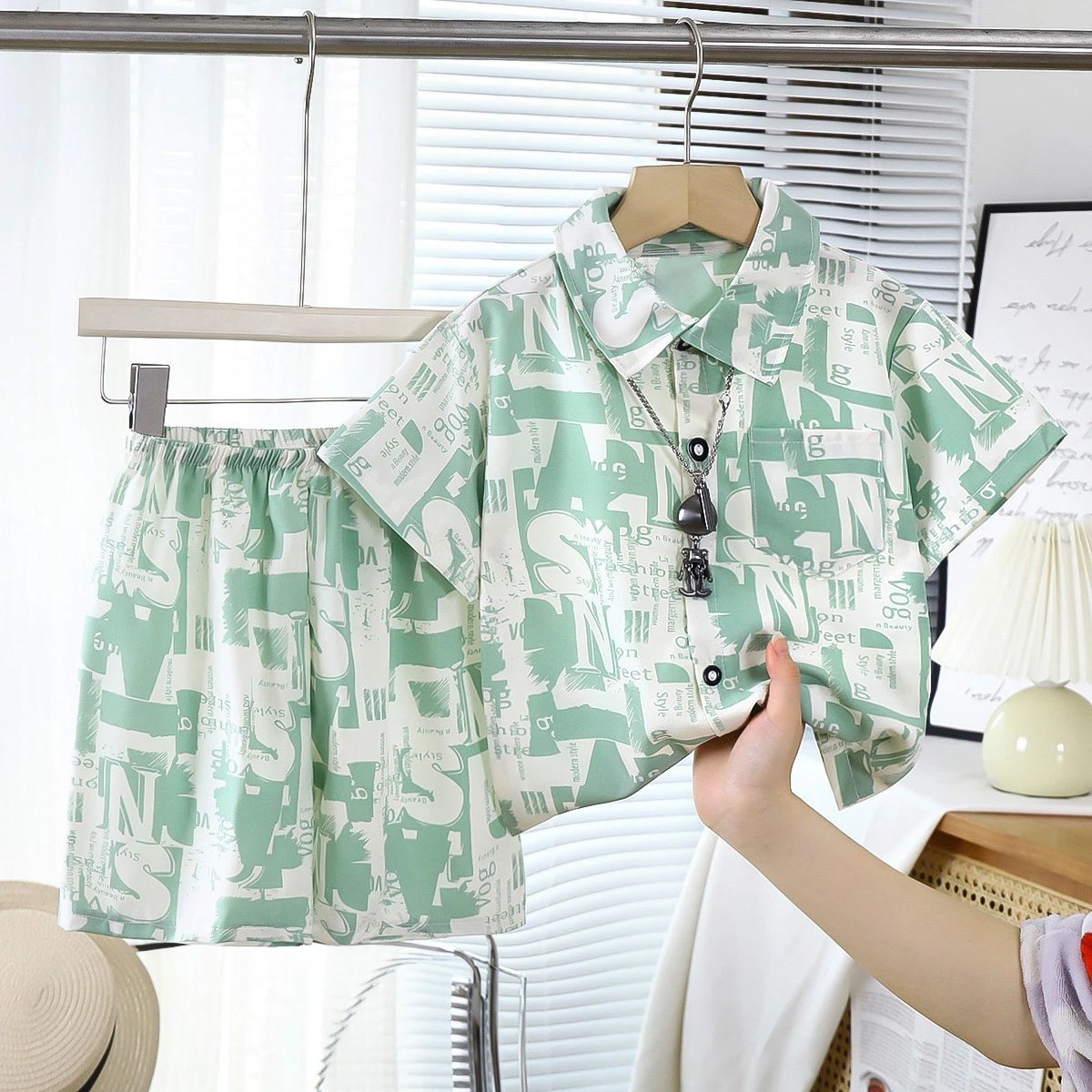 Design DARKWILL Bear Print Short-Sleeve Shirt and Shorts Set Multicolor Sets - 6