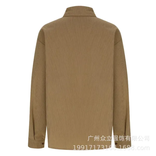 Design Corduroy Button-Up Shirt Forest Green Tops Shirt - 32
