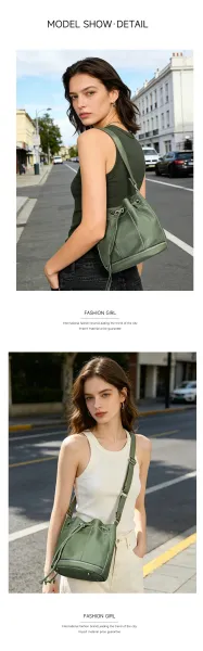Design Bucket Bag Tan Leather Drawstring Crossbody Bag Handbags.bucket Bag - 7