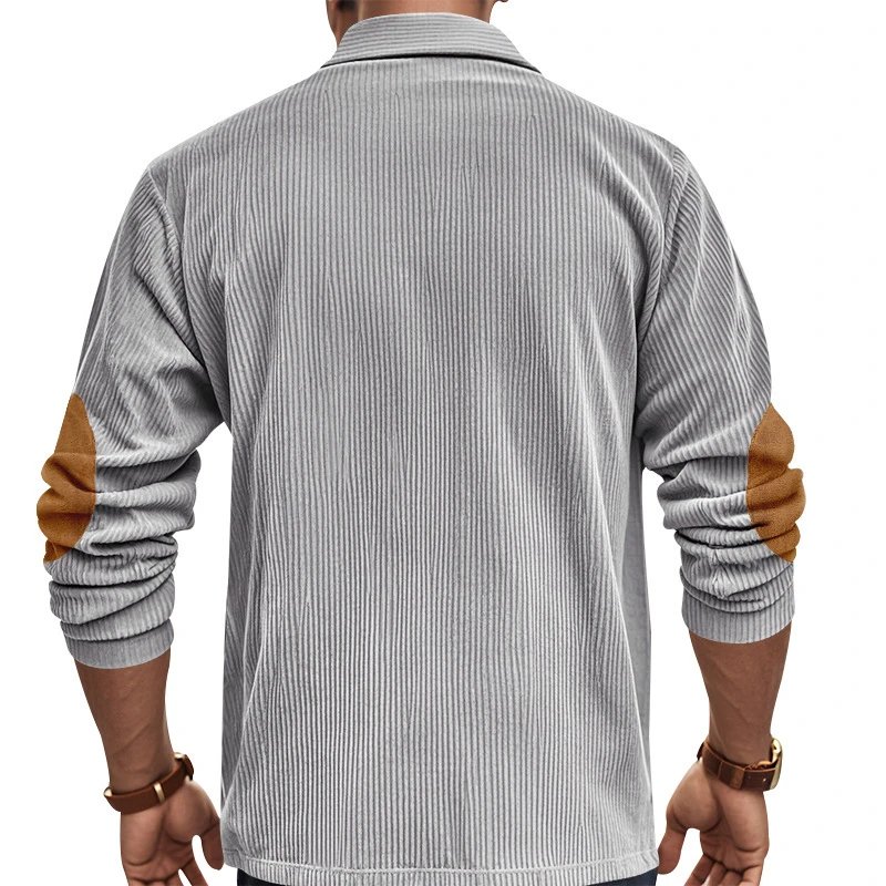 Design Corduroy Polo Shirt with Elbow Patches Black Tops.polo - 39