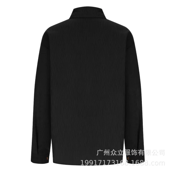 Design Corduroy Button-Up Shirt Forest Green Tops Shirt - 37