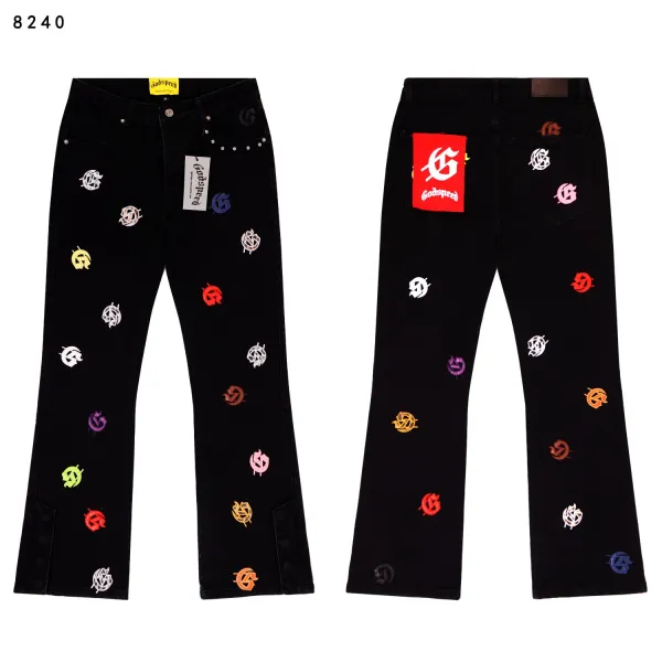 Godspeed Logo-Embroidered Cargo Jeans Light Wash - 11