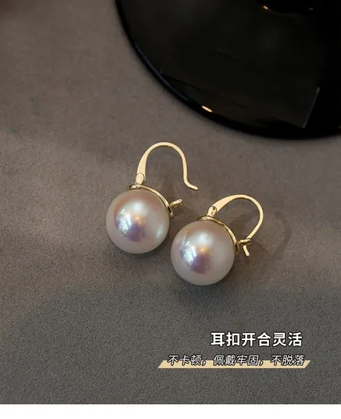 Design Pearl Hoop Earrings Silver White Jewelry - 7