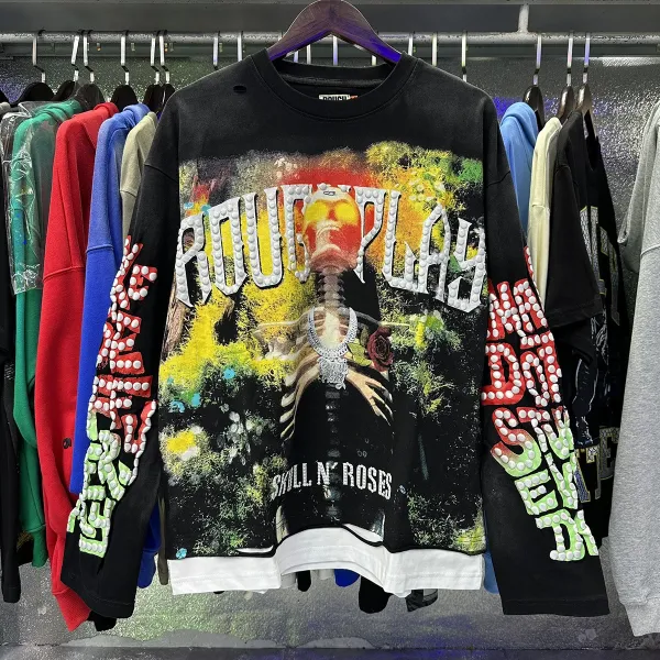 Design Roughplay Bandaid For The Battle Wounds Graphic Oversized Sweatshirt Black Sweater - 13