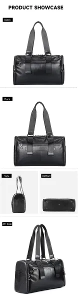 Design Duffle Bag Black Leather Travel Bag - 7