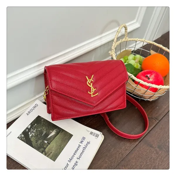 Saint Laurent Monogramme Quilted Red Crossbody Bag - 1