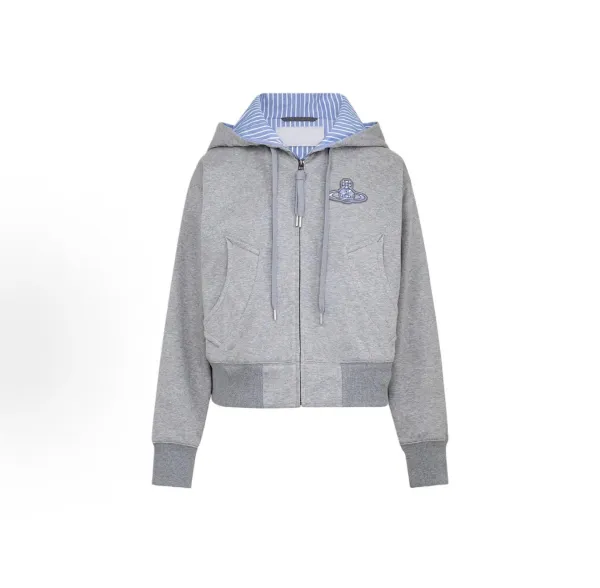 Vivienne Westwood Orb Logo Zip-Up Hoodie Gray - 1