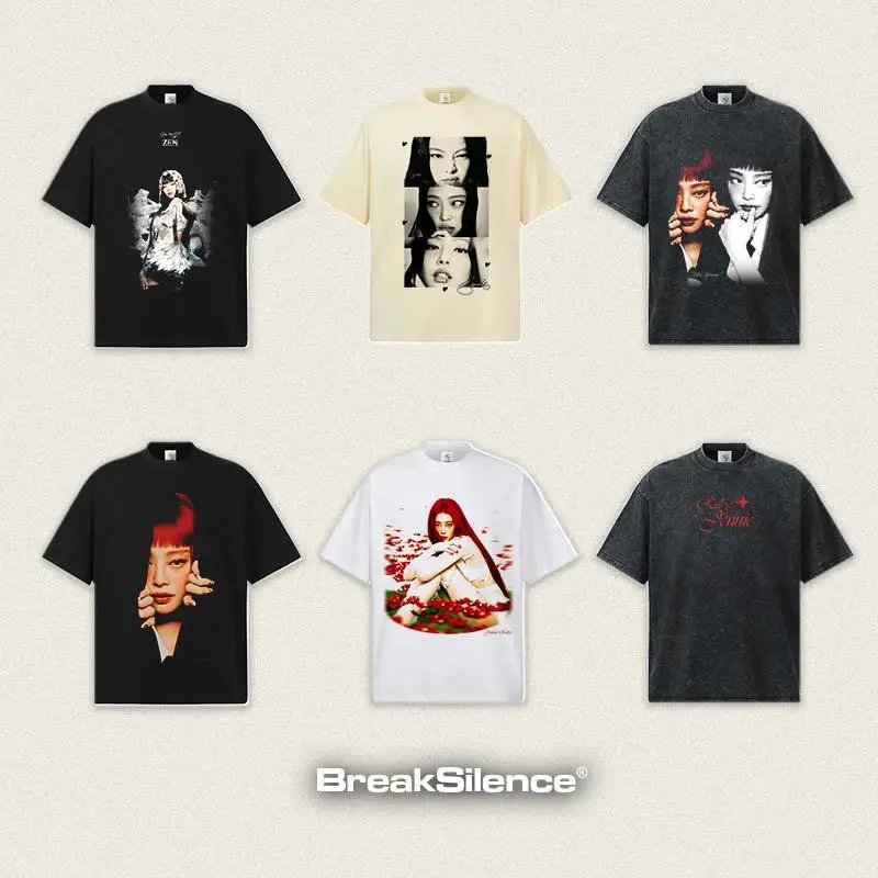 BreakSilence Jennie's Collection Black Graphic Oversized T-Shirt