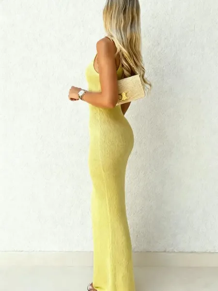 Design Knit Maxi Dress in Sky Blue - 2