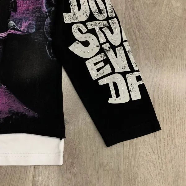 Design Roughplay Bandaid For The Battle Wounds Graphic Oversized Sweatshirt Black Sweater - 28