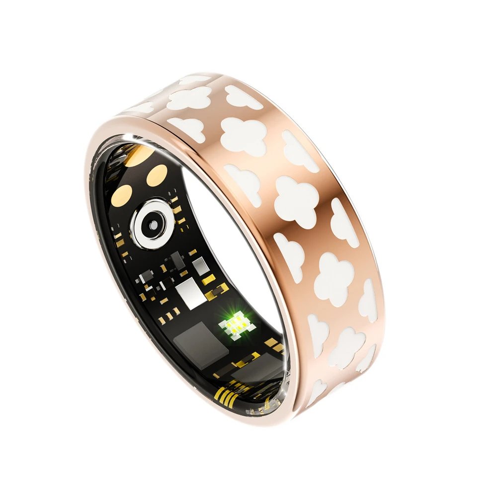 Design Cloud Motif Smart Ring Rose Gold White Electronics Smartwatches