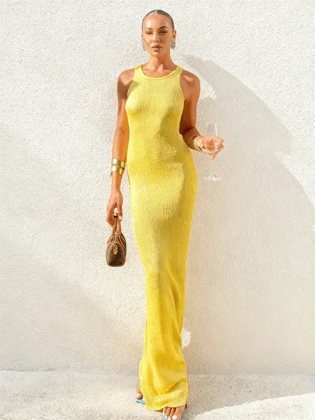 Design Knit Maxi Dress in Sky Blue - 10