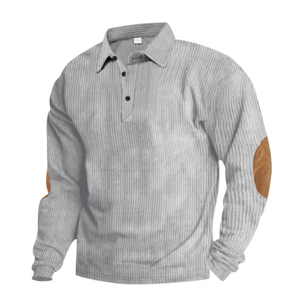 Design Corduroy Polo Shirt with Elbow Patches Black Tops.polo - 40