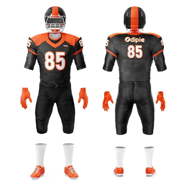 Design Odipie Custom Football Uniform Set Black Orange Jersey Activewear - 1