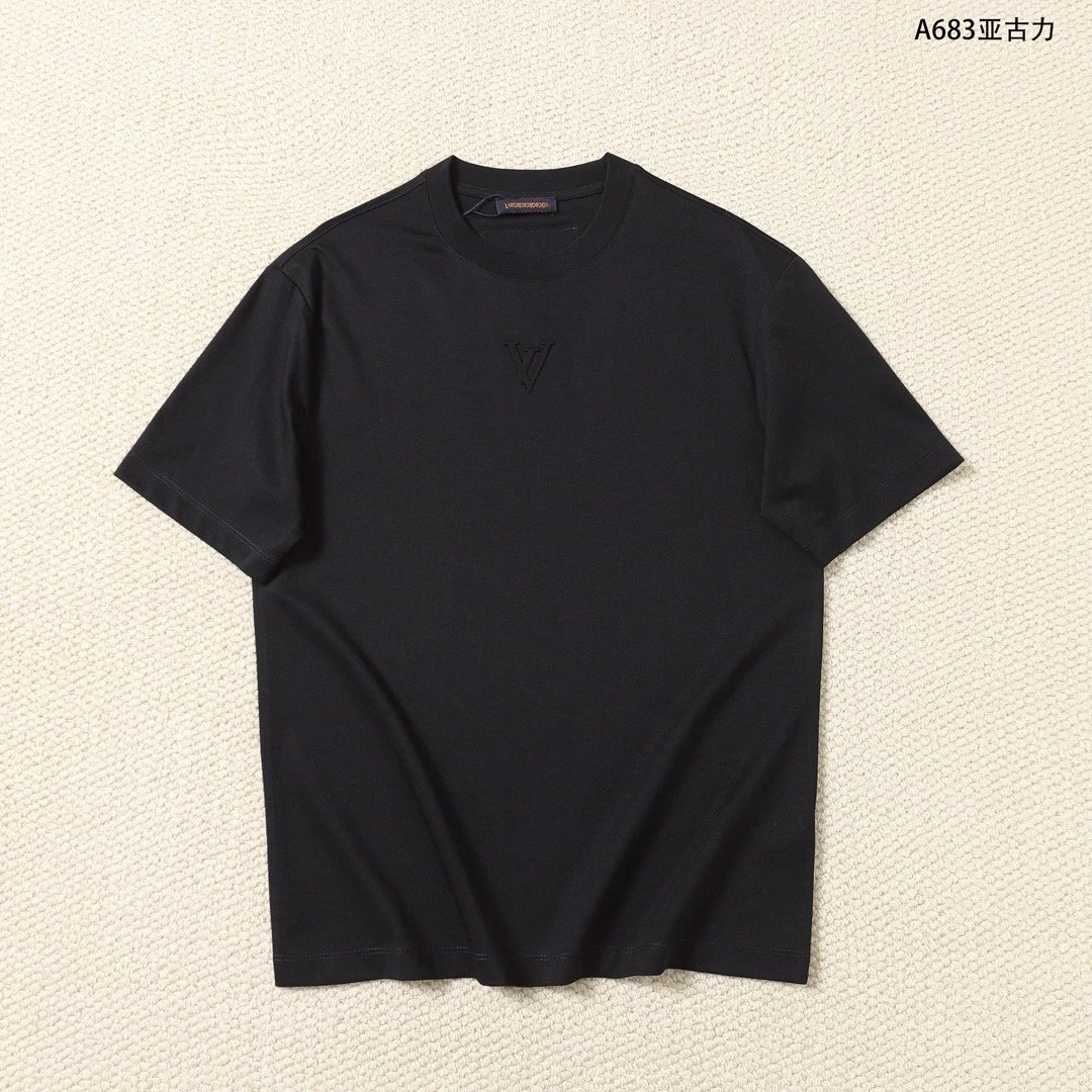 Louis Vuitton Monogram Embroidered Logo T-Shirt Black