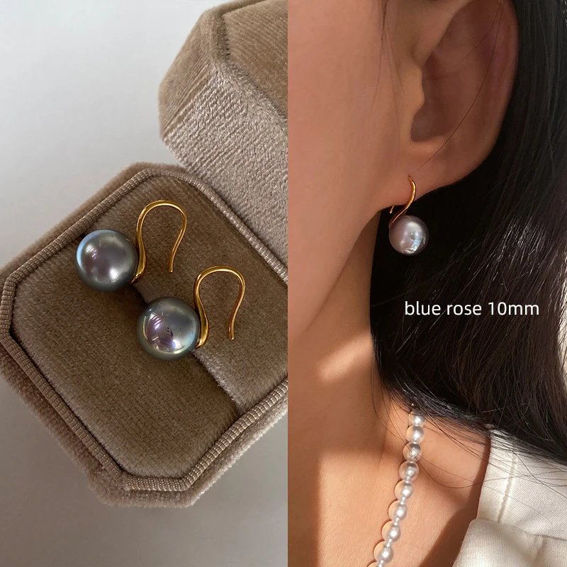 炫彩银蓝-10MM【S925银-金色耳钩】