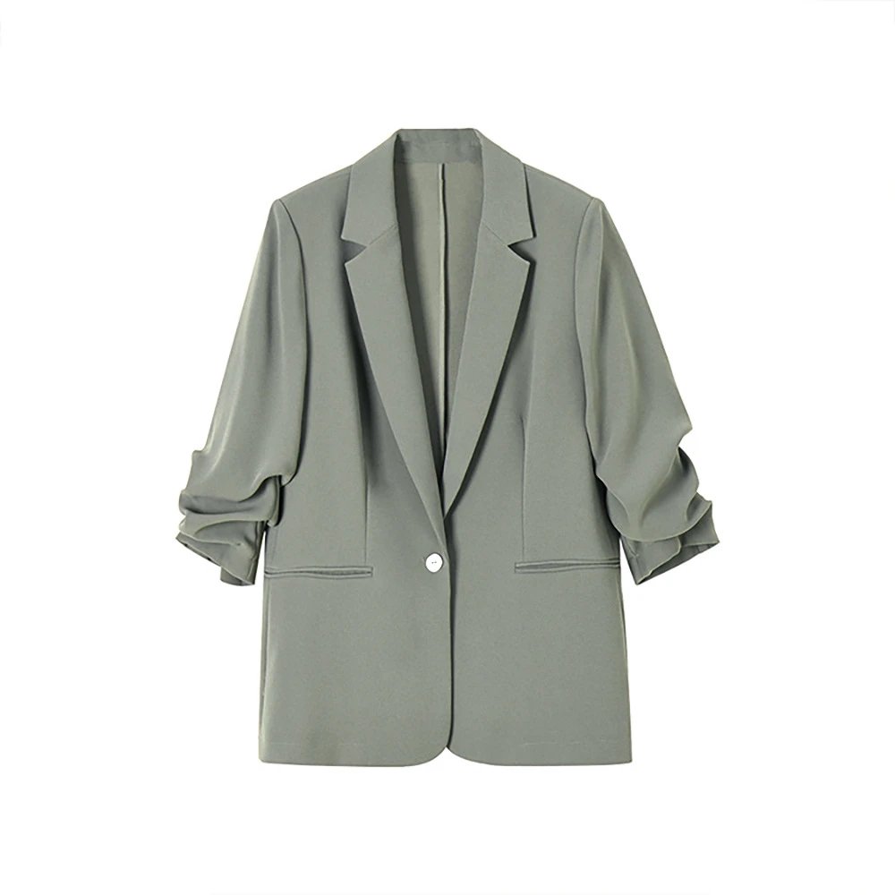 Olive Green Tailored Blazer And Skirt Set Professional Two Piece Suit