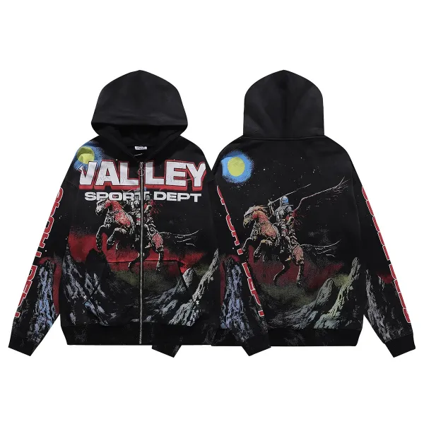 Design Valley Sport Dept Graphic Zip-Up Hoodie Black Hoodie - 1