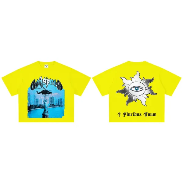 Godspeed x E Pluribus Unum Yellow Graphic Cropped T-Shirt - 1