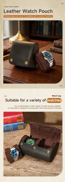 Design Leather Roll-Up Case Brown Accessory Wallets - 3