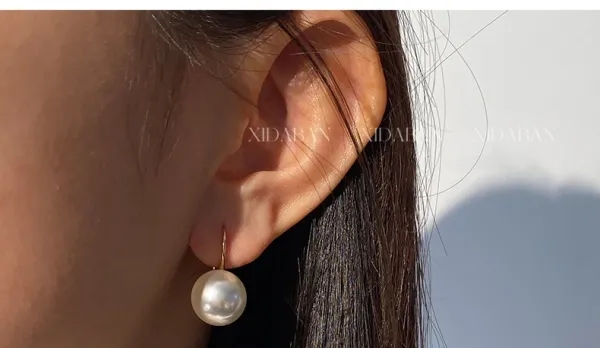 Design Pearl Drop Earrings Gray 10mm Jewelry - 15