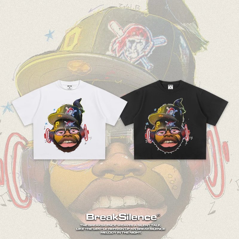 BreakSilence Graphic Print White Black Box Fit T-Shirt
