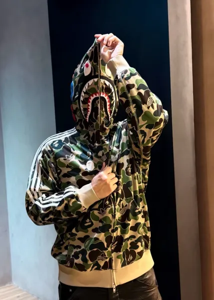 Adidas Originals x A Bathing Ape Camo Shark Hooded Track Jacket Multicolor Hoodie - 6