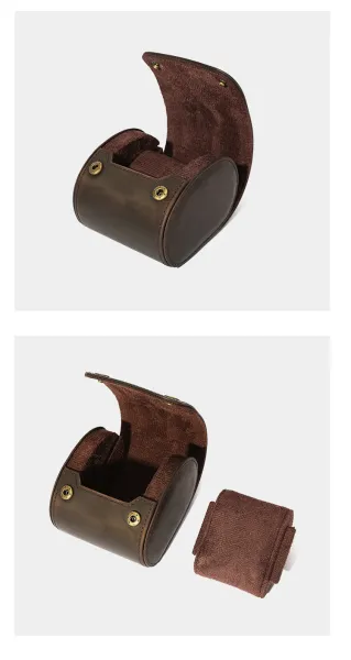 Design Leather Roll-Up Case Brown Accessory Wallets - 8