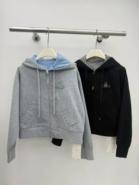 Vivienne Westwood Orb Logo Zip-Up Hoodie Gray - 12