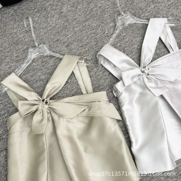 Design Bow-Back Satin Top White - 5