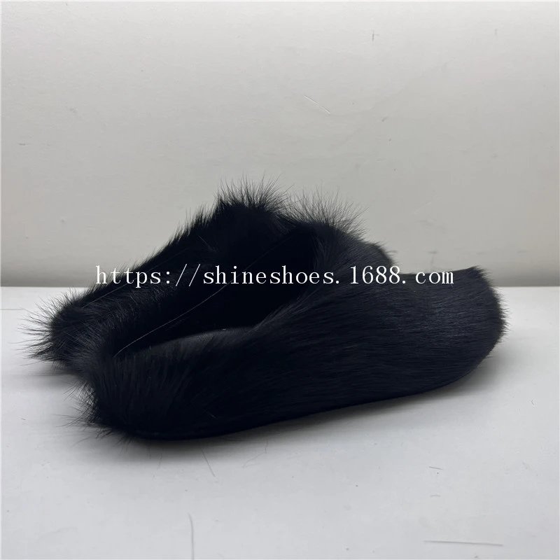 Design Fuzzy Mule Slippers Navy Blue - 8