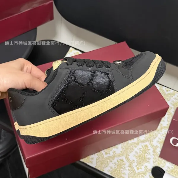 Gucci Ace Embellished Mesh Sneakers Black and White - 10
