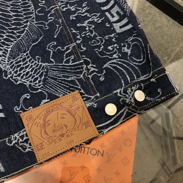 Evisu x Louis Vuitton Denim Jacket Navy Blue with Japanese Motif Print - 8