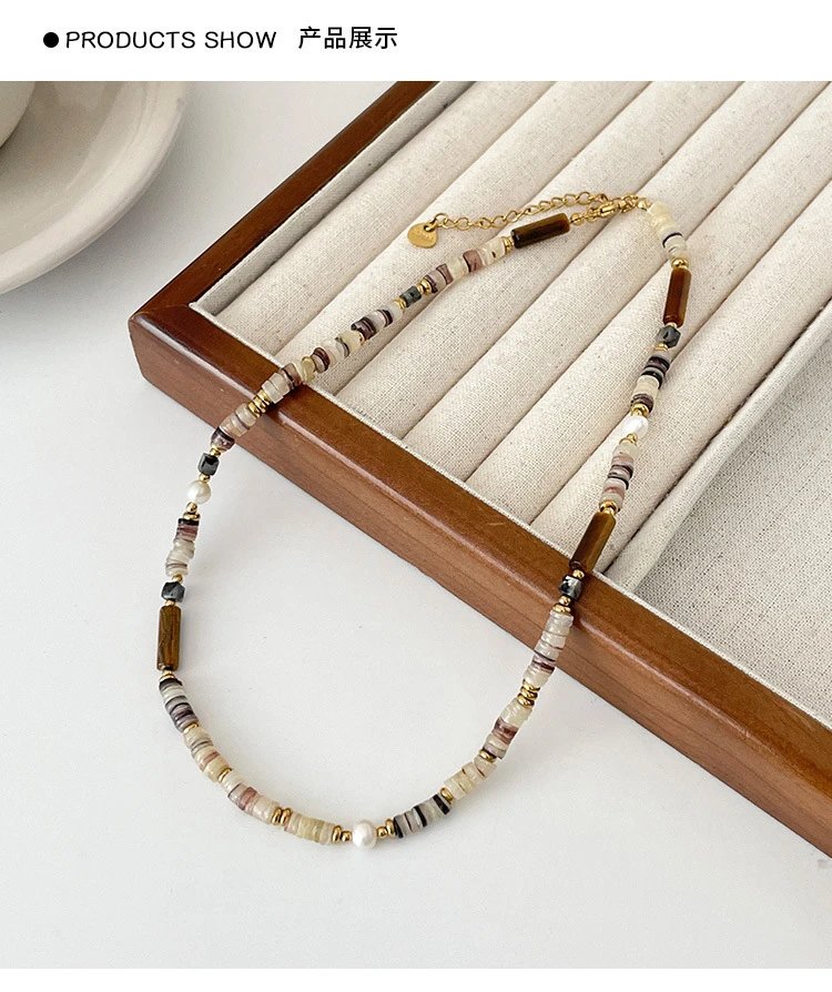Design Handmade Shell and Pearl Bead Bracelet with Gold-Tone Chain Jewelry - 4