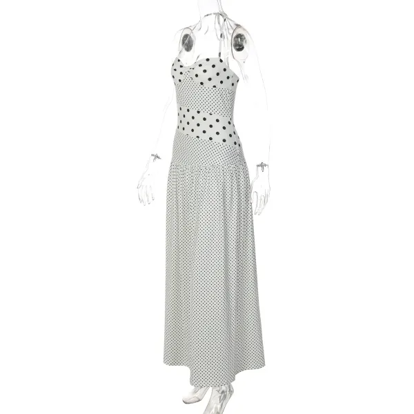 Design Polka Dot Wrap Maxi Dress Beige - 28