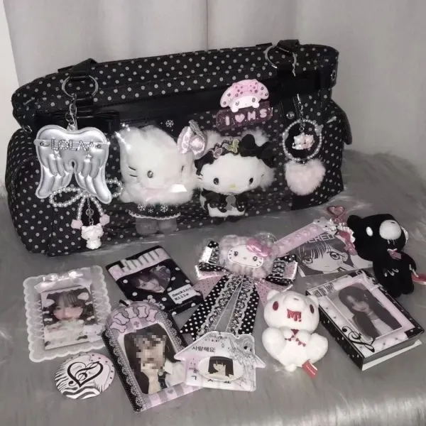 Sanrio Hello Kitty & My Melody Decorated Polka Dot Clear Panel Shoulder Bag - 6