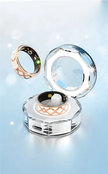 Design Smart Ring Rose Gold Clover Cutout with LED Circuit Jewelry - 16