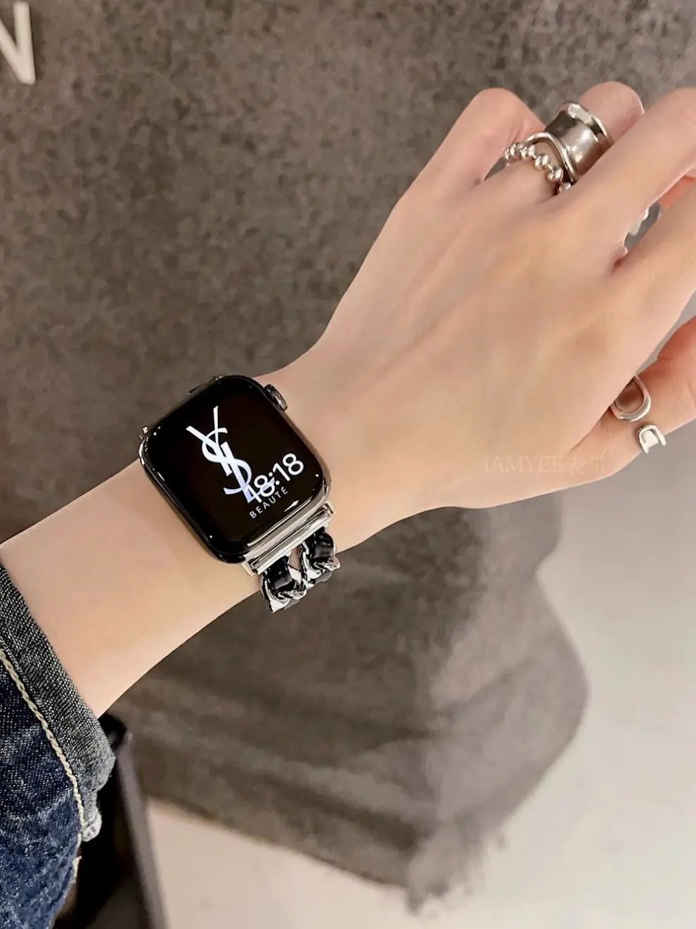 Apple Watch with Rose Gold Metal Link Bracelet Smartwatch - 17