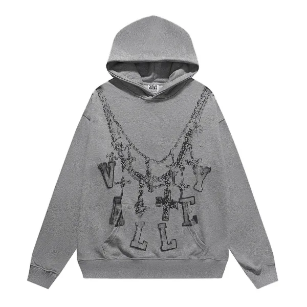 Design Vale Koss Vally Chain Graphic Hoodie Gray Hoodie - 1