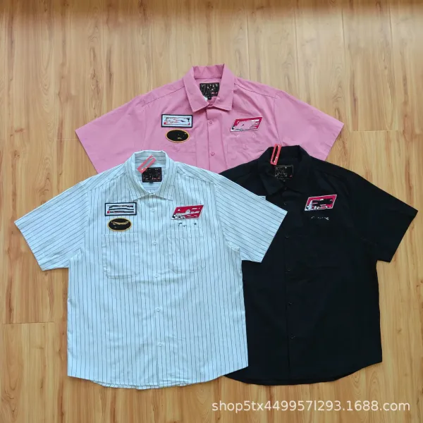Design Workwear Shirt Black with Racing Patches - 3