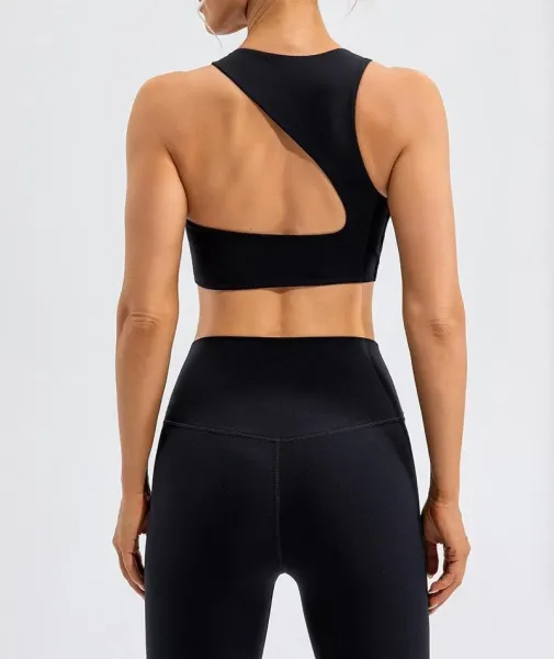 Design Cut-Out Back Sports Bra Black Activewear - 7