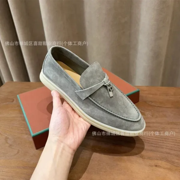 Design Loafer With Tassel Detail Gray Suede Casual Shoes - 1